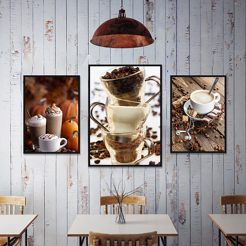 Modern Coffee Latte Canvas Poster: Wall Art For Bar Cafe And Kitchen Decor Painting