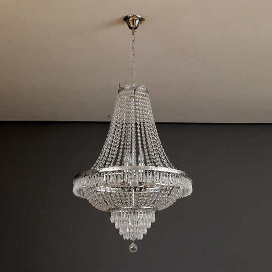 European - Style Luxury Led Crystal Pendant Light - Gold/Silver Ideal For High Ceilings Chandelier