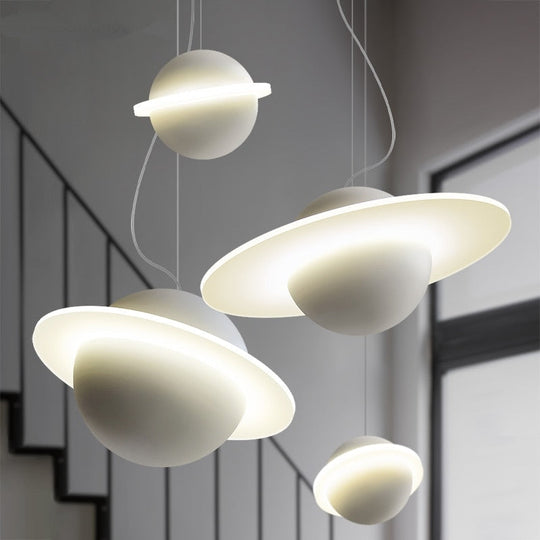 Nordic Design Minimalist Jupiter Ring Pendant Lights For Living Room Decoration Adjustable Led