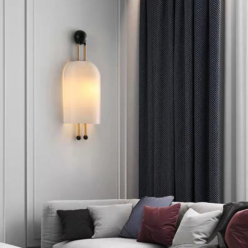 New Style White Glass Wall Lamp E27 Bulb For Bedroom Parlor Dining Hotel Shop Art Deco Loft Creative