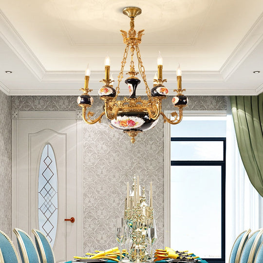 French Classical Style Full Copper Chandelier Hotel Villa Hall Luxury Exquisite Black Classic