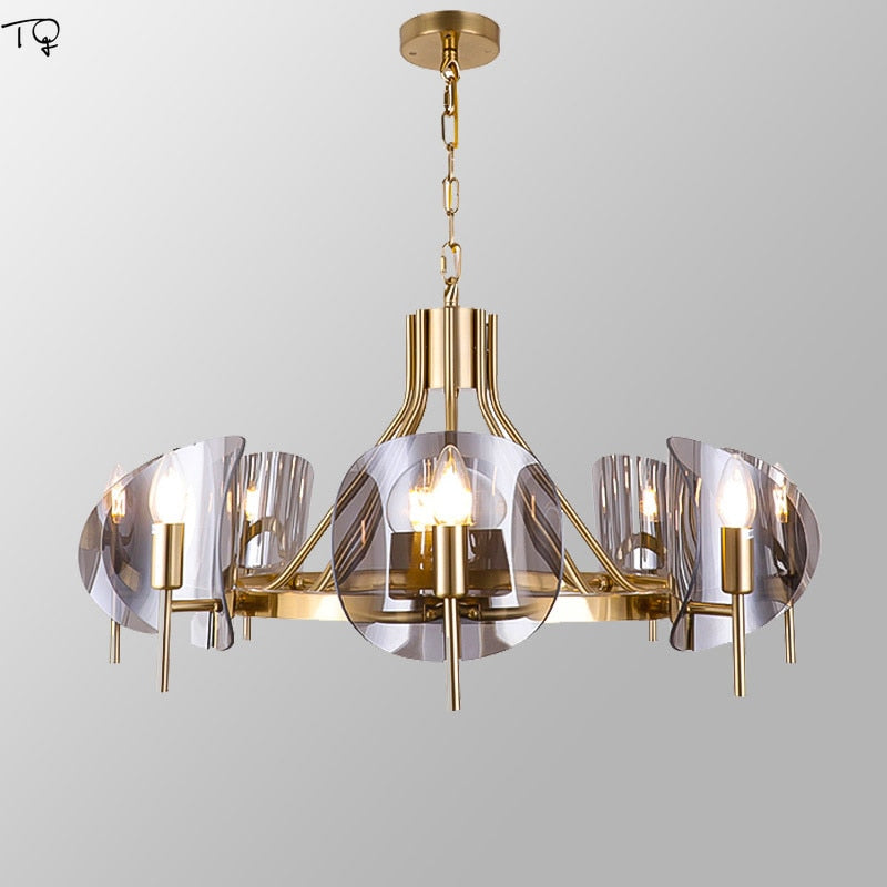 Lustre Modern Chandelier Lighting Designer Glass Metal Suspension Luminaire Industrielle Art Decor