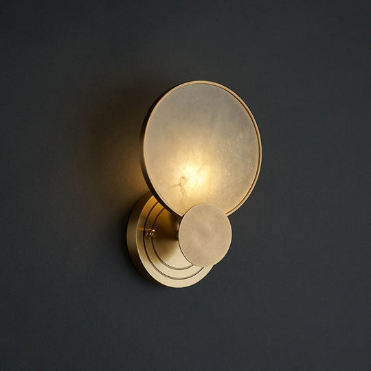 Round Marble Wall Lights Foyer Bedside Lamp Aisle Corridor Bathroom Classical Sconce E14 Bulb 110 -