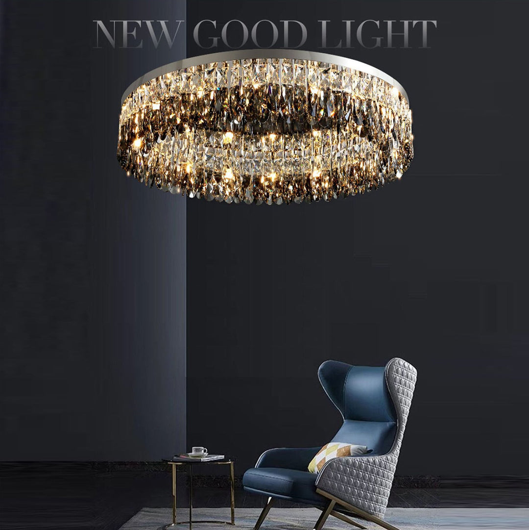 Luxury Square Crystal Led Ceiling Lights - Modern Dimmable Lamps For Elegant Living Room Decor &