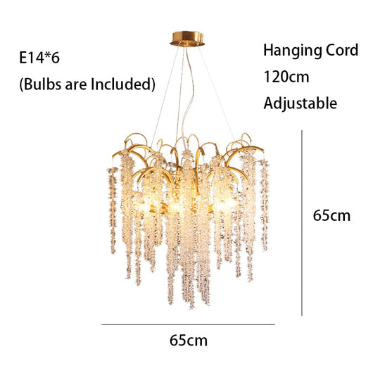 Crystal Wistaria Led Lights Ceiling Chandeliers New Luxury Gold Remote Control Hanging Lamps Home