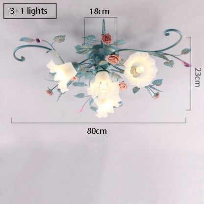 Enchanting Floral Ceiling Lights: Elegant Iron Princess Bedroom Lamp For A Romantic Ambiance In