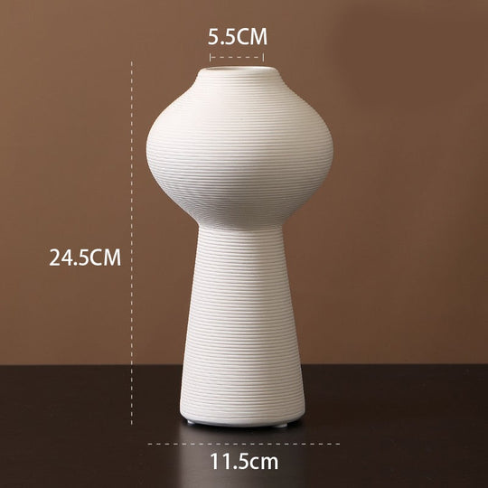 Minimalist Handmade Zen Ceramic Vase: Modern Decorative Art For Living Room And Home White E