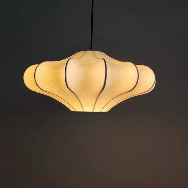 Nordic Silk Living Room Led Pendant Lights Bedroom Bedside Dining Table Fabric Deco Lighting