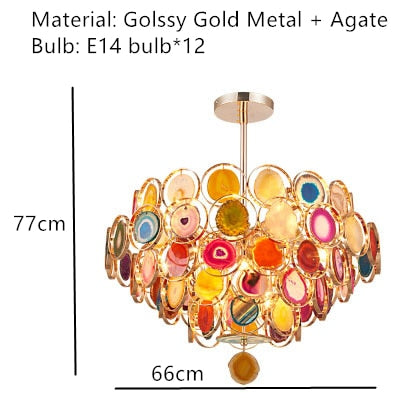 Beautiful Natural Agate Pendant Lights Foyer Bedroom Restaurant Hanging Lamp Gold Metal G4 Bulb Home