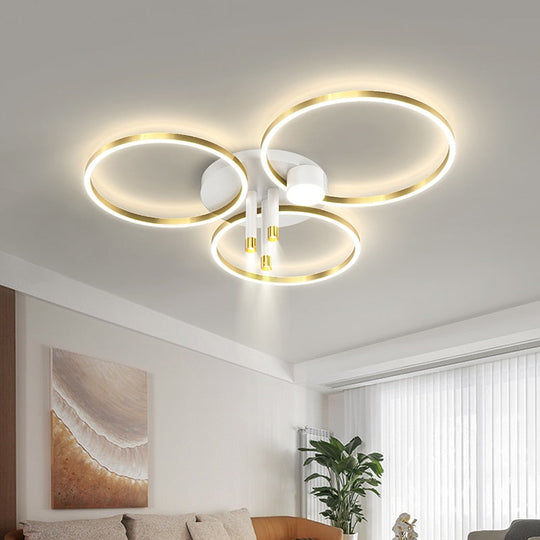 Nordic Round Ring Led Ceiling Chandelier Simple Living Room Bedroom Home Indoor Lighting Decor Iron