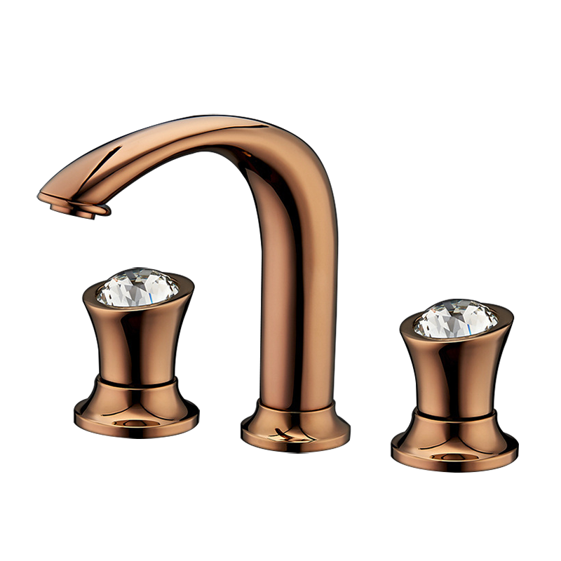 Basin Faucets Rose Gold Brass Bathroom Sink Holes Double Handle Luxury Bathbasin Bathtub Taps Hot