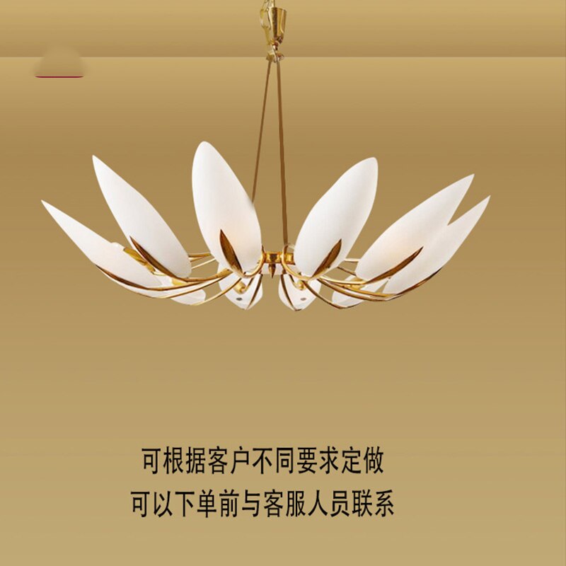 Nordic Style Leaf Lamp Bedroom Warm And Romantic Light Luxury Lotus Glass Shade Pendant Light