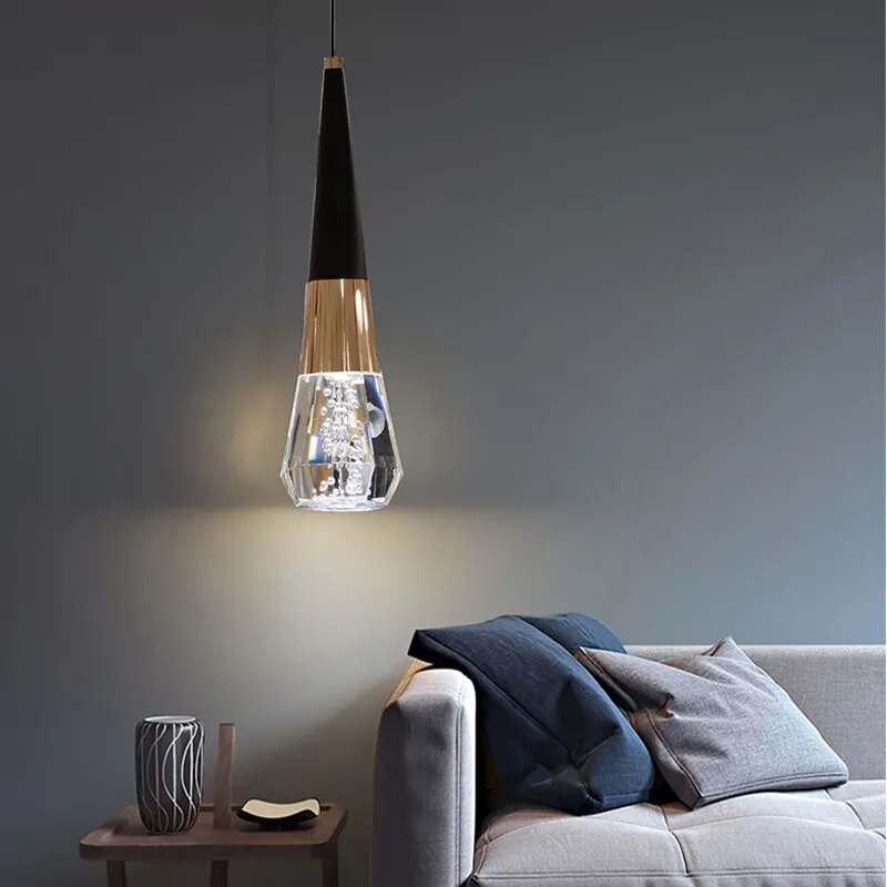Royal - Black And Gold Modern Pendant Light: Integrated Led Illuminated Ceiling Lamp With Acrylic