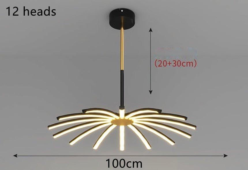 Modern Umbrella Led Ceiling Chandelier Black White Minimalist Decor For Living Dining Room Center