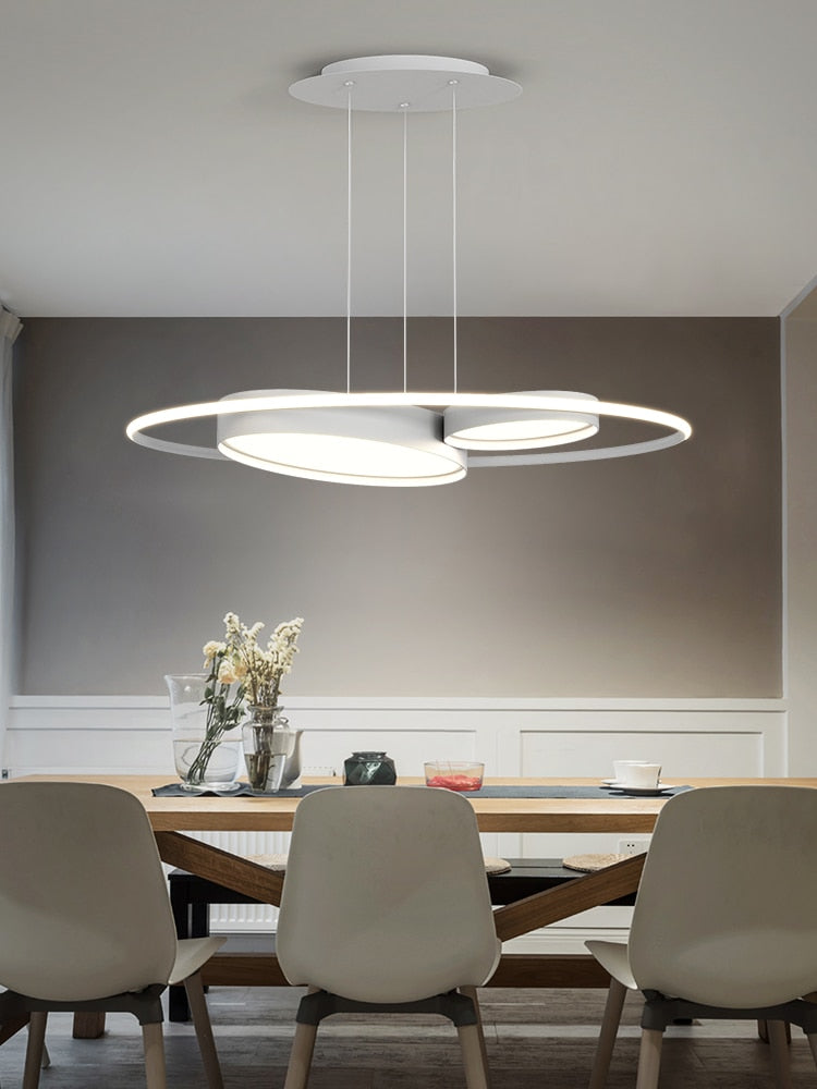 Modern Minimalist Pendant Light White/Black Living Room Dining Kitchen Round Indoor Lighting