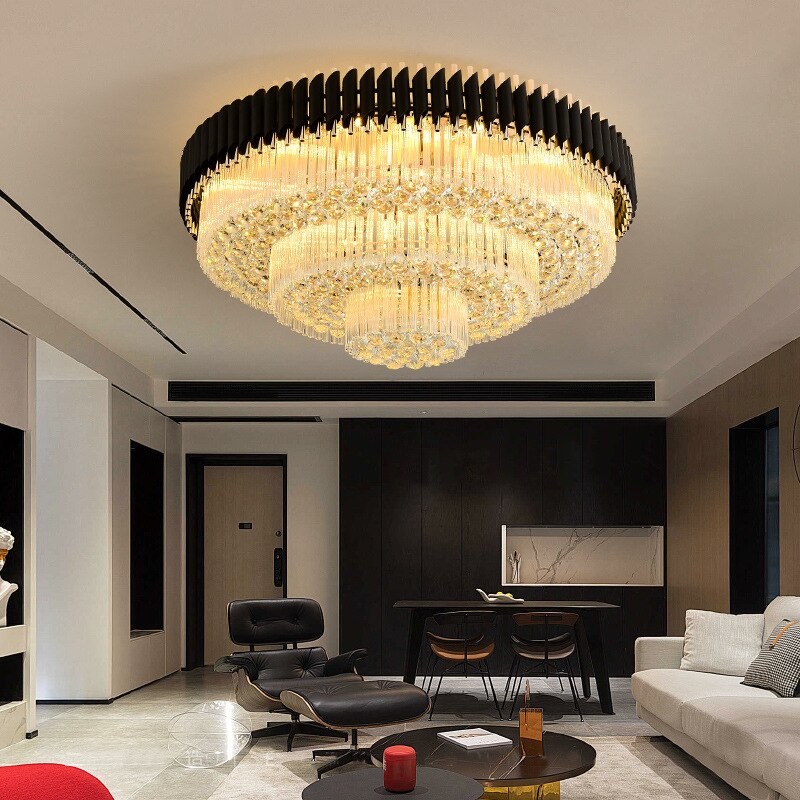 Luxury Rectangular Crystal Ceiling Lamp - Dazzling Large - Scale Lighting For Elite Living Rooms &