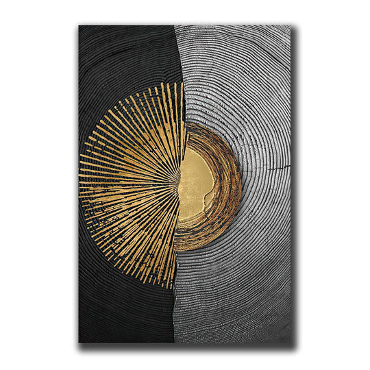 Golden Black Wood Texture Canvas Art - Modern Nordic Decor For Living Room