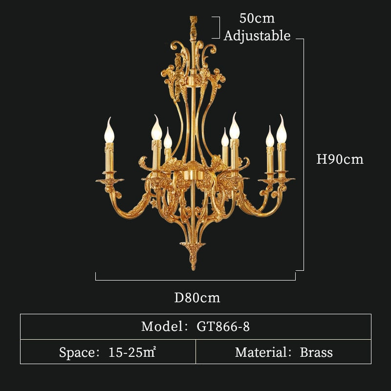 Arcadia - Luxury French Vintage Copper Chandelier Lighting Fixture For Villa Hotel And Church