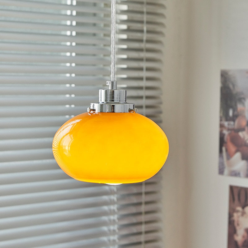 Bauhaus Egg Tart Glass Chandelier American Vintage Pendant Lamp Modern Bedroom Lava Medieval Orange