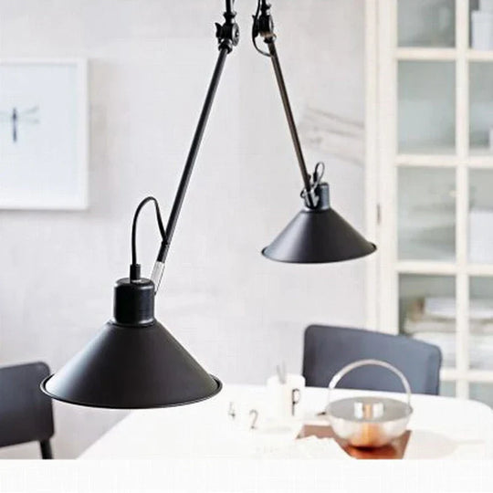 Maxwell - Retro Iron Ceiling Lamp 2 - Light Rocker Black Fixture For Living Room Restaurant And