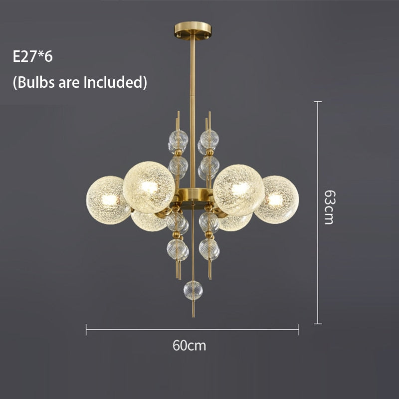 Dimmable Lights Led Matt Glass Ball Ceiling Chandelier Copper Lustres Luxury Hanging Lamps Home