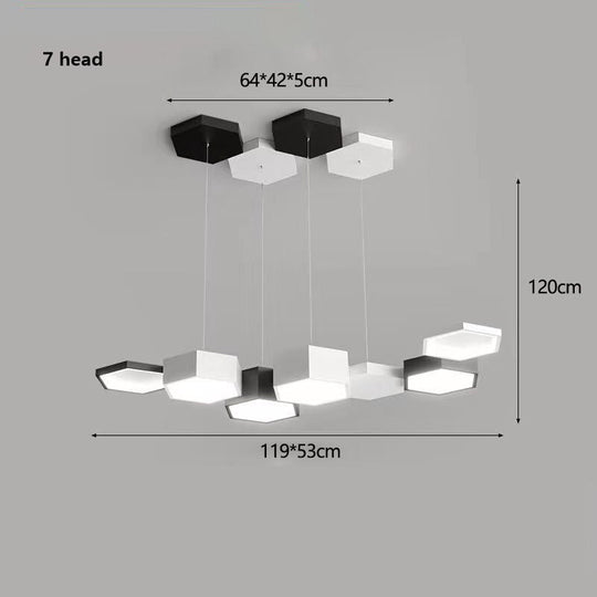 Modern Black White Pendant Lamp Geometric Polygon Led Chandelier Dining Table Living Room Bar