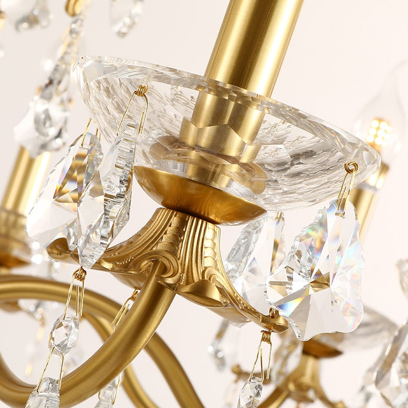 Luxe Branch - European Style 8 Lights Luxury Hotel Pendant Lamp With Gold Crystals Chandelier