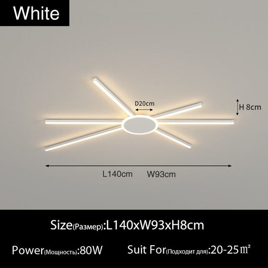 Led Simple Nordic Modern Bedroom Ceiling Light White L140Cm / Neutral Ceiling Light