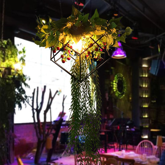 Net Red Retro Plant Pendant Light Restaurant Cafe Bar Hot Pot Shop Creative Cherry Blossom Green