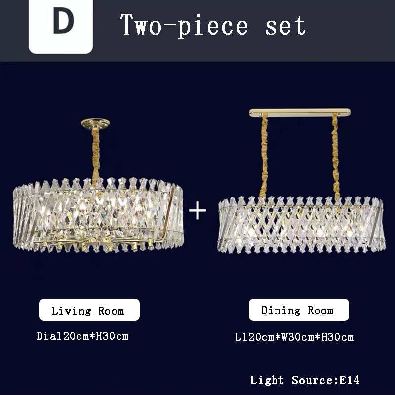 Nordic Luxury Gold Crystal Led Ceiling Lamp - Dimmable Chandelier For Home Decor & Dining Room Set