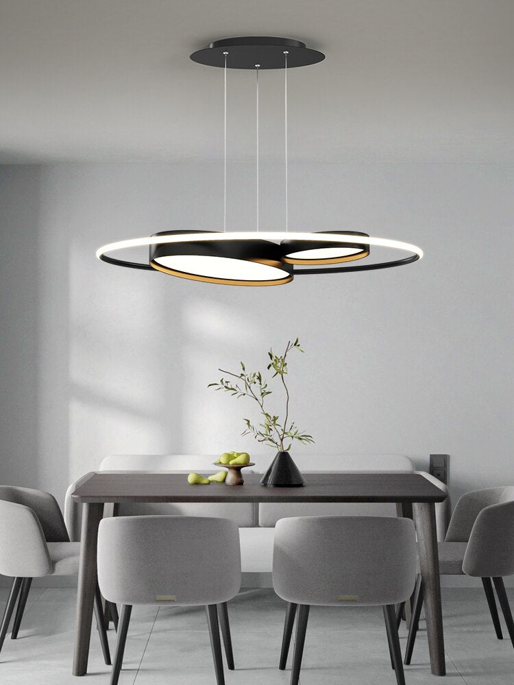 Modern Minimalist Pendant Light White/Black Living Room Dining Kitchen Round Indoor Lighting