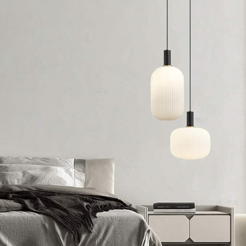 Nordic Glass Pendant Lights Retro Restaurant Creative Living Room Lamp Simple Bedside Lamp Led E27