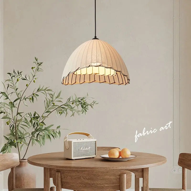 Luna Nordic Fabric Chandelier - Cotton Linen Hat Lamp For Homestays Tea Rooms And Bedrooms Pendant