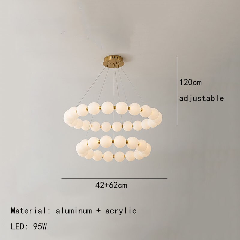 Luxury Copper Led Chandeliers White Acrylic Ball Parlor Hall Hanging Lamp Dining Room Bedroom