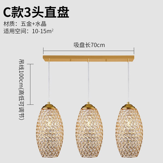 Italian Design Luxury Gold Lustre Crystal Pendant Lights Modern Light Fixtures For Living/Dining