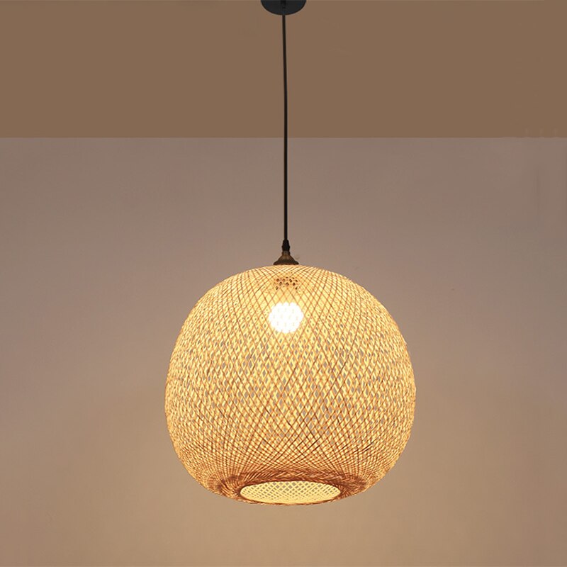 New Round Ball Bamboo Pendant Lights Vintage Kitchen Light Fixtures Minimalist Home Lighting Dining