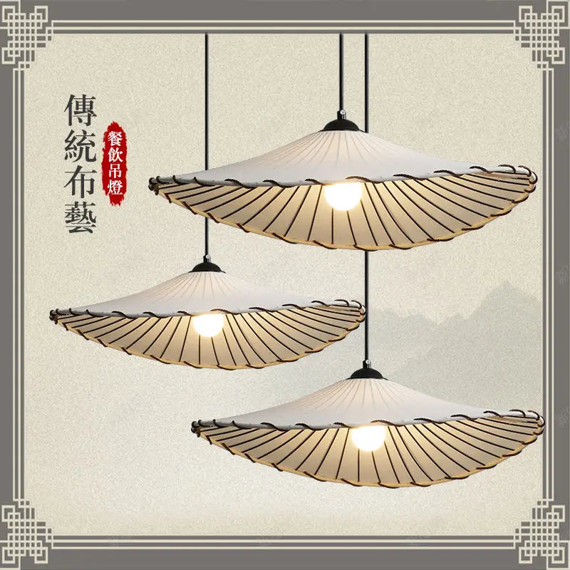 Luna Nordic Fabric Chandelier - Cotton Linen Hat Lamp For Homestays Tea Rooms And Bedrooms Pendant