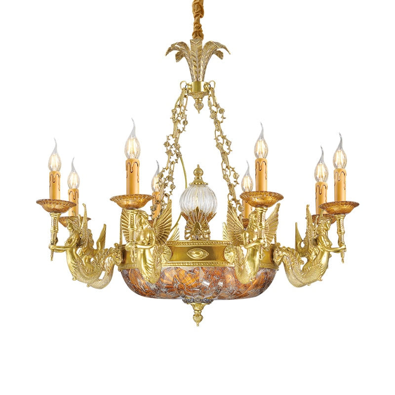 Elegance - European Full Copper Antique Led Brass Crystal Chandelier For Living Room Chandelier