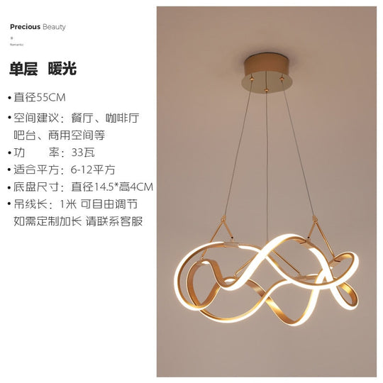 Nordic Luxury Gold Lustre Ring Led Decorative Pendant Lights Modern Simple Hanging Lamp Living Room