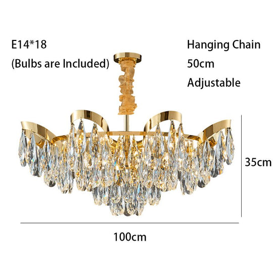 Dimmable Lights Led Ceiling Chandelier New Lustres Luxury Gold Hanging Lamps Crystal Home Decor