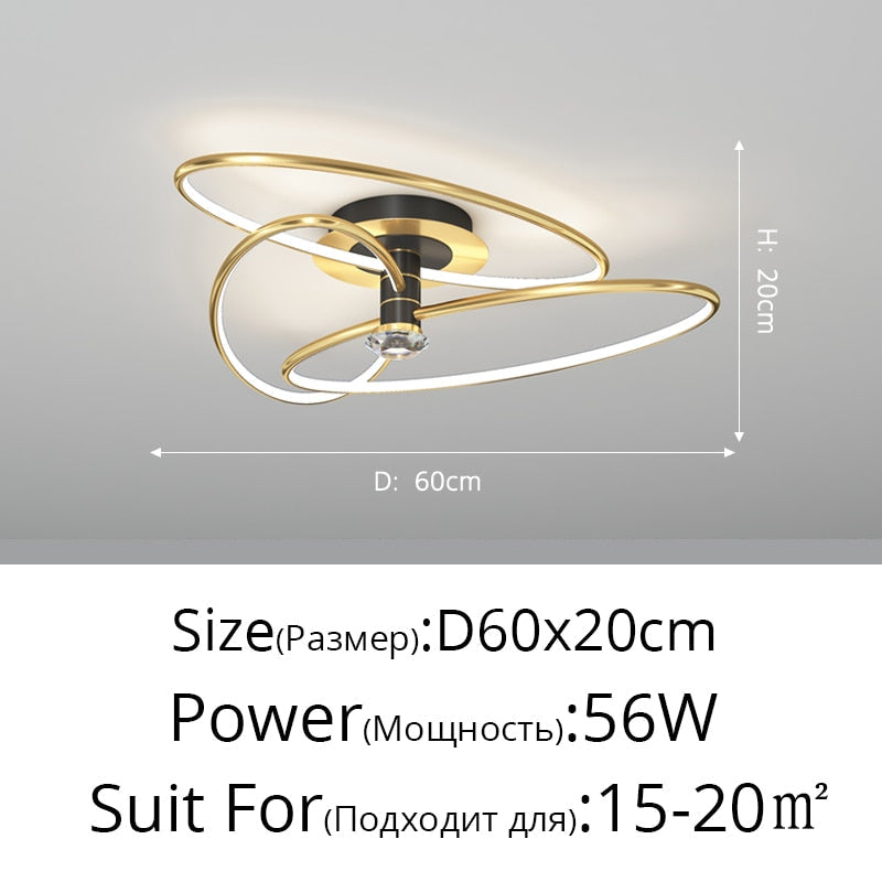 Postmodern Nordic Creative Rotatable Living Room Ceiling Light B Gold D60X20Cm 56W / 3 Colors No