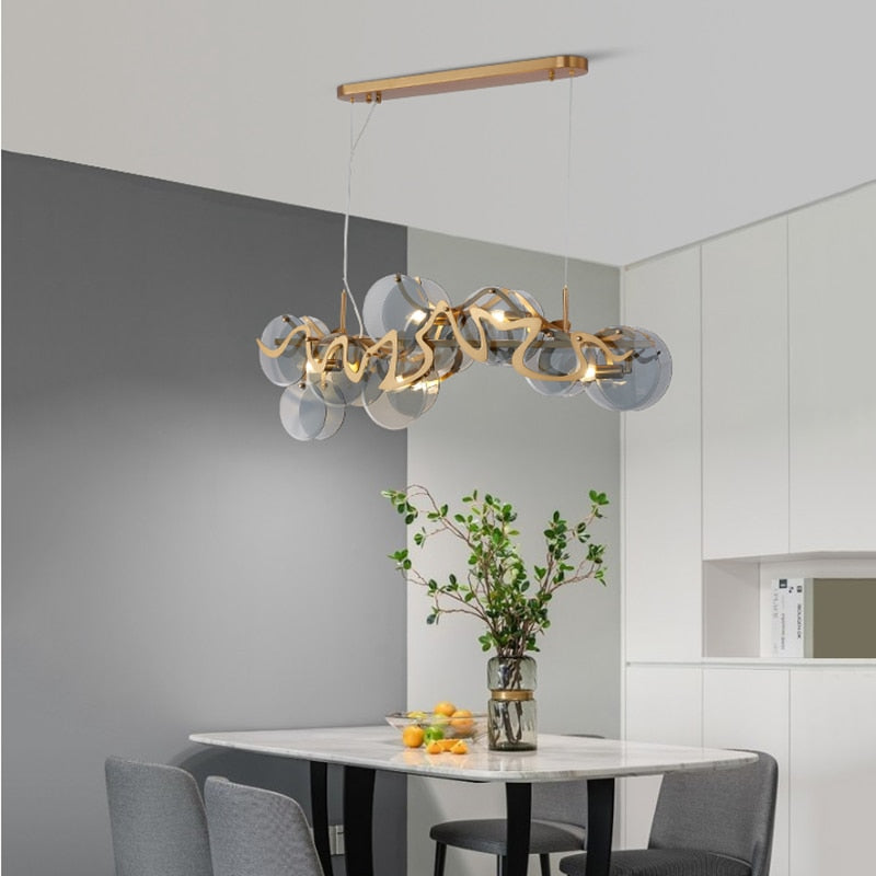 Dining Room Pendant Lights Modern Luxury Living Bedroom Creative Grey White Crystal Hanging Home