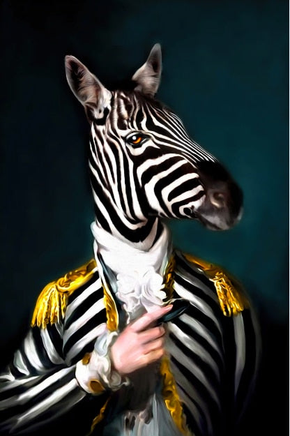 Animal Art Canvas Poster - Zebra Lion Elephant Oil Prints For Living Room Decor 13X18Cm No Frame /