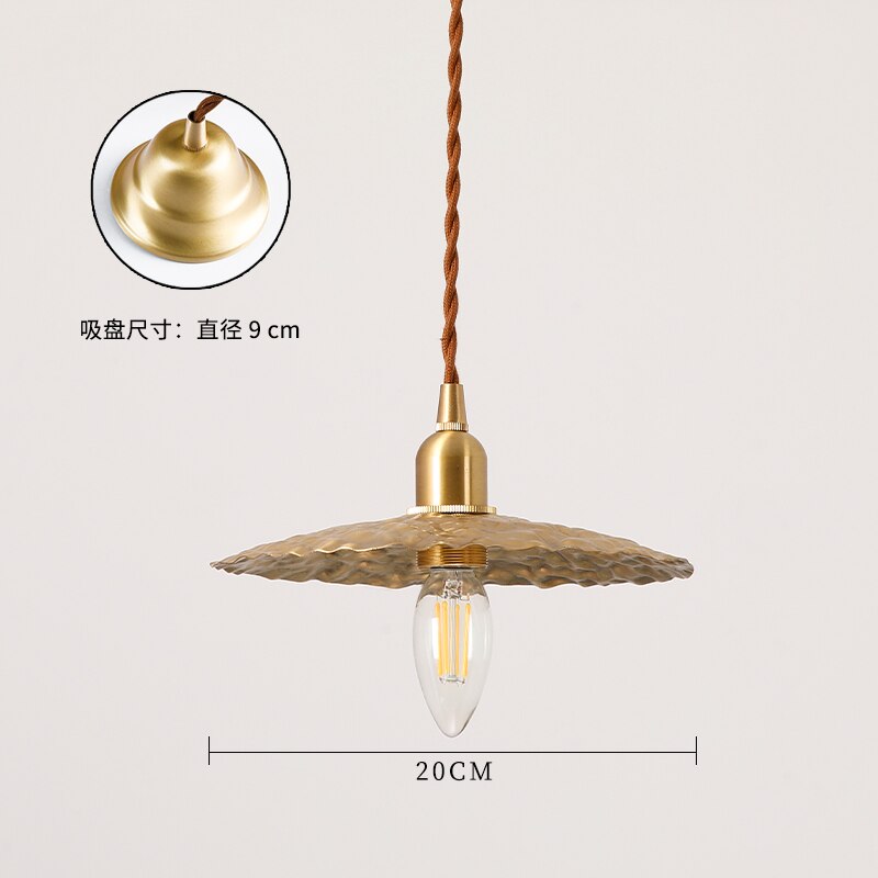 Japanese Retro Vintage Brass Pendant Lights Individual Warm Gold/Black Hanging Lamp Led E14 Bedroom