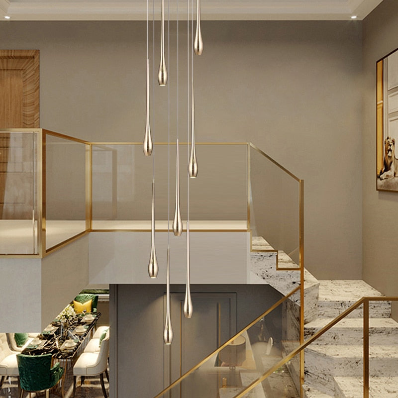 Modern Lighting Gold - Plated Chandelier Minimal Design Luxury Living Room Lamp Restaurant Kitchen