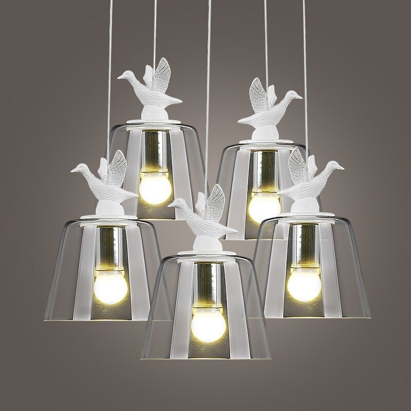 Modern Nordic Vintage Art Duckling Clear Glass Pendant Lights Led Minimalist Living Room Restaurant