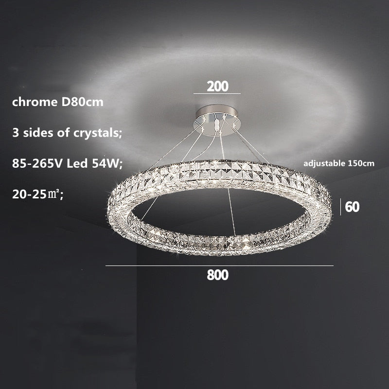 Modern Luxury 3 - Sides Design Crystal Led Chandelier Lighting Living Dining Room Lustre Chrome