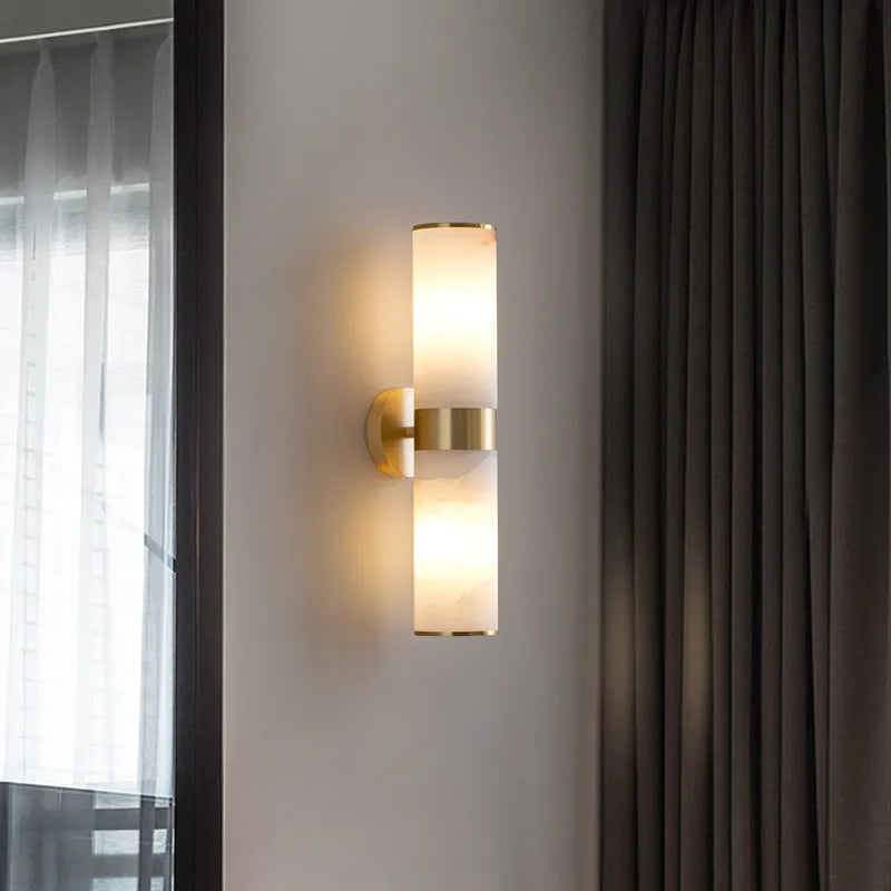 Amelia’s Modern Copper & Marble Wall Sconce For Chic Living Room Lighting Lamp