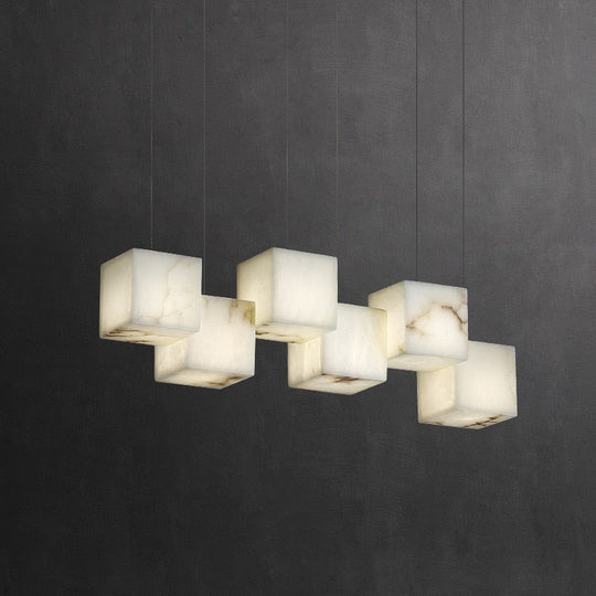 Retro Marble Rubik Cube Led Lustre Pendant Lights. Hanging Lamps For Ceiling Suspension Luminaire