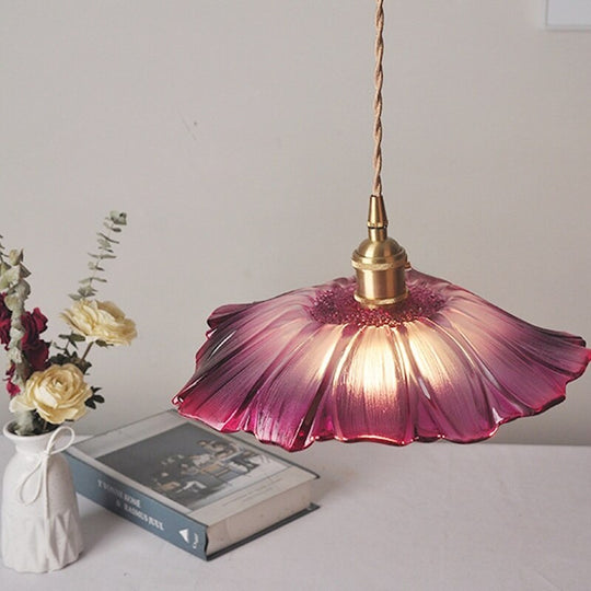 Modern Floral Design Glass Pendant Light For Living Room Bedroom Bedside Fixture Lighting